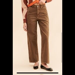 Brown High-Waisted Wide-Leg Pants